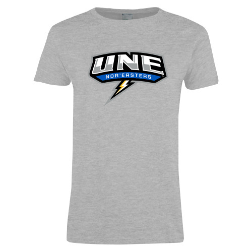  Womens Grey Short Sleeve Tee - UNE w Bolt