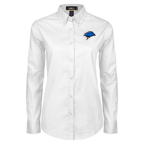  Womens White Twill Button Down Long Sleeve - Storm Cloud
