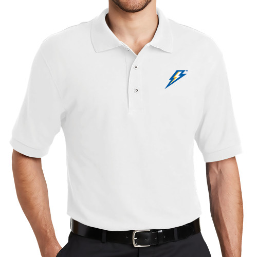  White Silk Touch Polo - Lighting Bolt