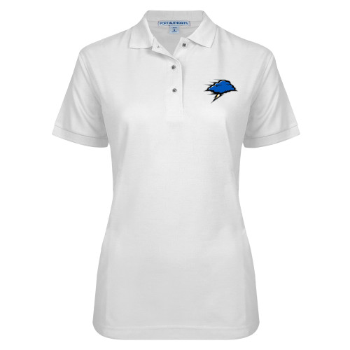  Womens Silk Touch White Pique Polo - Storm Cloud