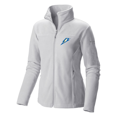  Columbia Womens Full Zip White Fleece Jacket - Lighting Bolt