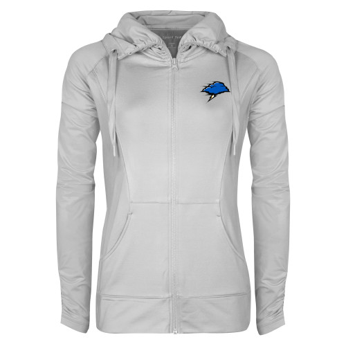  Womens White Sport Wick Stretch Full Zip Jacket - Storm Cloud