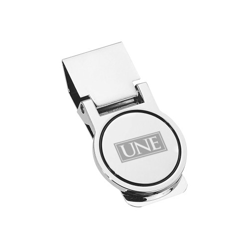  Round Silver Money Clip - Institutional Mark  Stacked Engraved