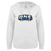 Thumbnail image for  ENZA Womens White V Notch Raw Edge Fleece Hoodie