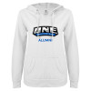 Thumbnail image for  ENZA Womens White V Notch Raw Edge Fleece Hoodie