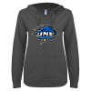 Thumbnail image for  ENZA Womens Dark Heather V Notch Raw Edge Fleece Hoodie
