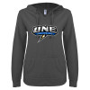 Thumbnail image for  ENZA Womens Dark Heather V Notch Raw Edge Fleece Hoodie
