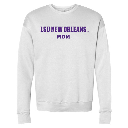  Bella + Canvas White Fleece Crew - LSU New Orleans Mom