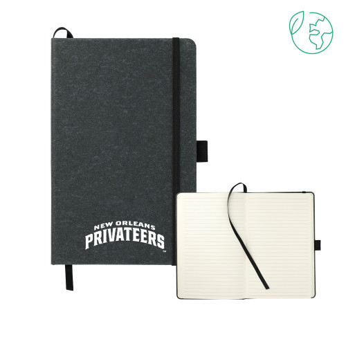  5.5 x 8.5 Black FSC Mix Recycled Leather Bound Journal - Arched
