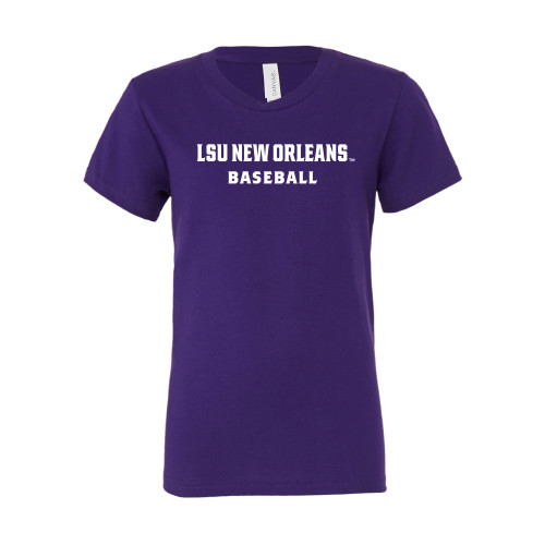  Bella + Canvas Youth Purple Jersey T Shirt - LSU New Orleans Baseball