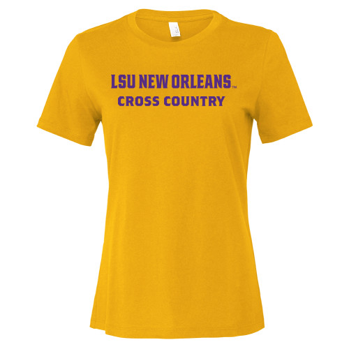  Bella + Canvas Womens Gold Relaxed Cotton T Shirt - LSU New Orleans Cross Country