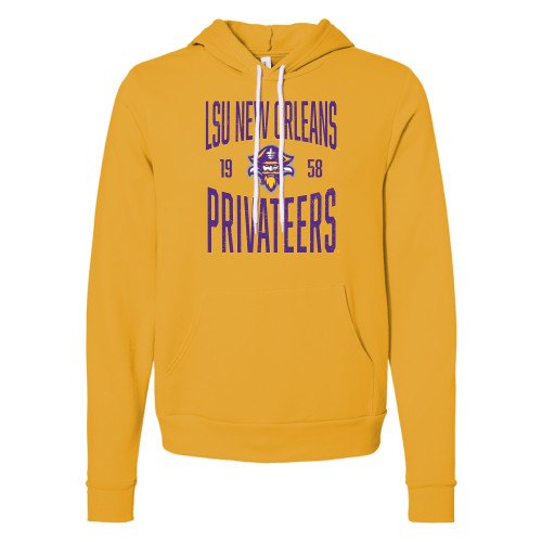  Bella + Canvas Gold Fleece Hood - LSU New Orleans Privateers Distressed