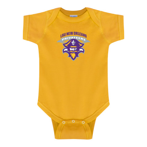  Gold Infant Onesie - LSU New Orleans Privateers Mascot
