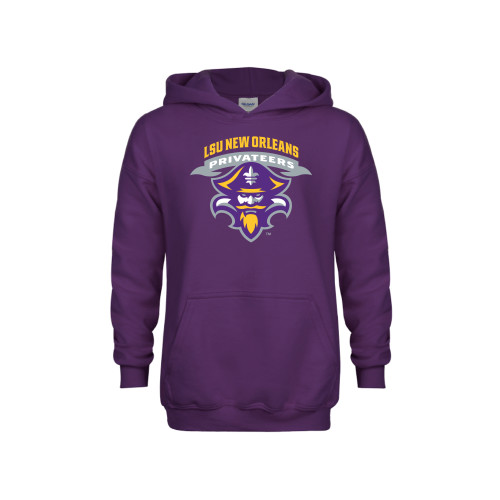  Youth Purple Fleece Hoodie - LSU New Orleans Privateers Mascot