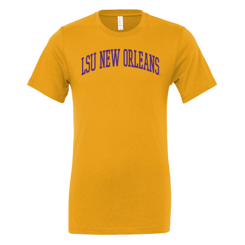  Bella + Canvas Gold Jersey Cotton T Shirt - LSU New Orleans Collegiate Arch