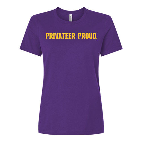  Bella + Canvas Womens Purple Relaxed Cotton T Shirt - Privateer Proud Flat