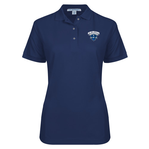  Womens Silk Touch Navy Pique Polo - Primary Mark