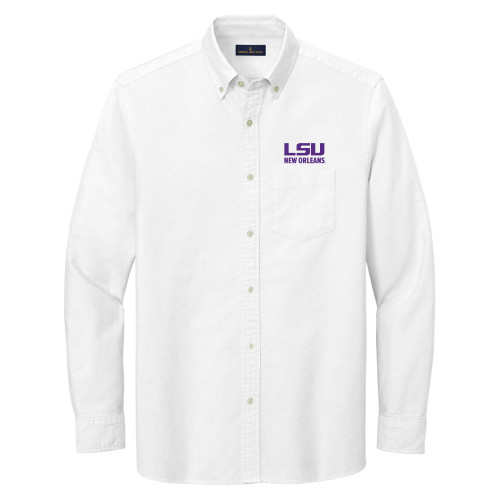  Brooks Brothers Mens White Casual Oxford Cloth Shirt - LSU New Orleans Stacked