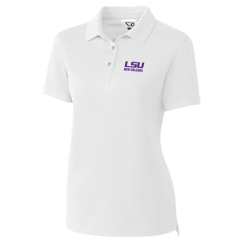  C&B Womens White Advantage Polo - LSU New Orleans Stacked