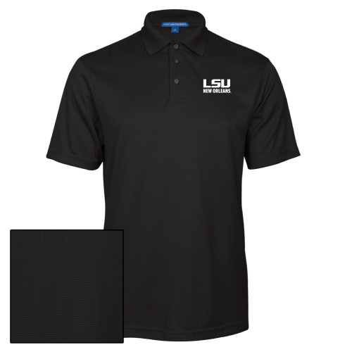  Black Performance Fine Jacquard Polo - LSU New Orleans Stacked