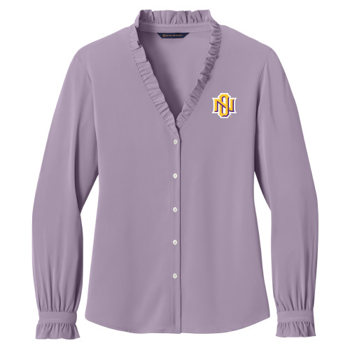  Brooks Brothers Womens Purple Ash Long Sleeve Ruffle Collar Blouse - NO Monogram