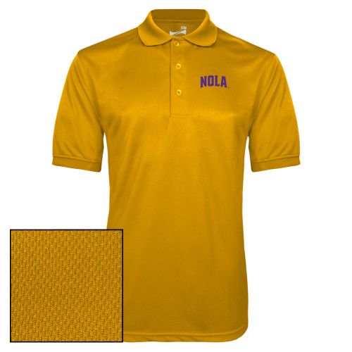  Gold Dry Mesh Polo - NOLA Arched Wordmark