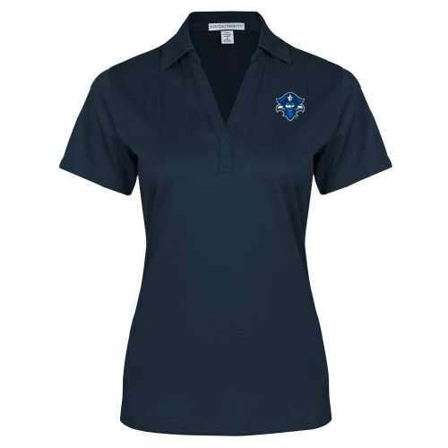  Womens Navy Performance Fine Jacquard Polo - Privateer Head