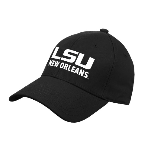  Black Structured Adjustable Pro Style Hat - LSU New Orleans Stacked