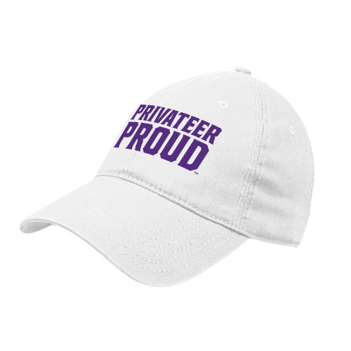  White Unstructured Adjustable Low Profile Hat - Privateer Proud Stacked
