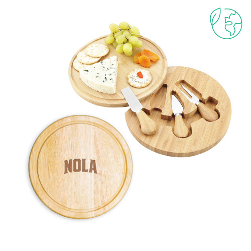  7.5 Inch Brie Circular Cutting Board Set - NOLA Arched WordmarkEngraved
