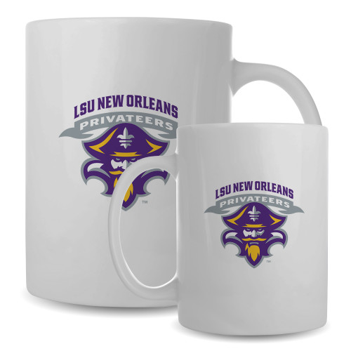  Full Color White Mug 15oz - LSU New Orleans Privateers Mascot