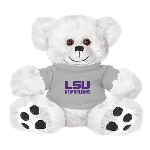  Plush Big Paw 8 1/2 inch White Bear w/Grey Shirt - LSU New Orleans Stacked