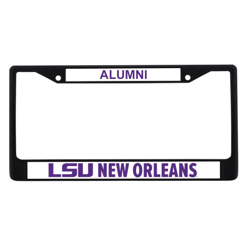  Alumni Metal License Plate Frame in Black - LSU New Orleans Flat