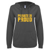 Thumbnail image for  ENZA Womens Dark Heather V Notch Raw Edge Fleece Hoodie
