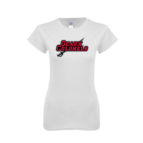  Next Level Womens White Boyfriend Tee - Geaux Colonels-Sword