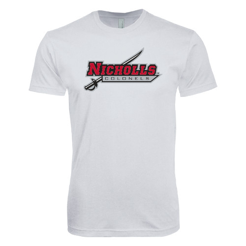  Next Level White SoftStyle T Shirt - Nicholls Colonels-Sword
