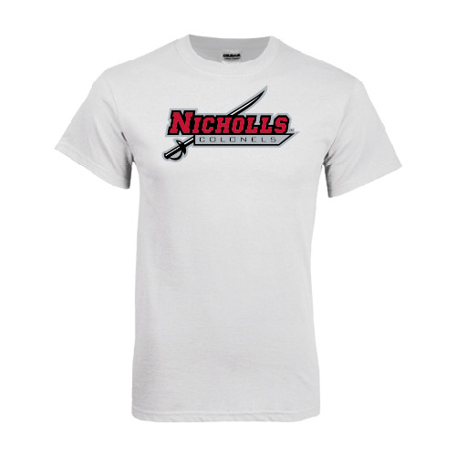  White T Shirt - Nicholls Colonels-Sword