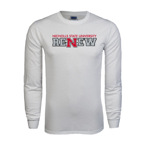  White Long Sleeve T Shirt - Renew Flat