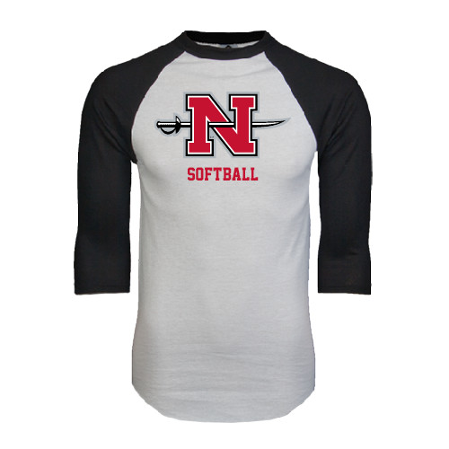  White/Black Raglan Baseball T Shirt - Softball