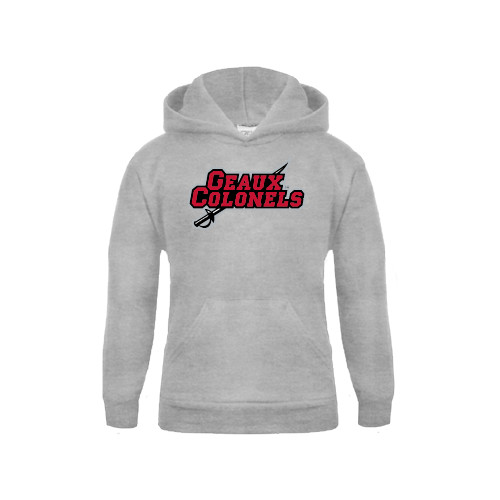  Youth Grey Fleece Hood - Geaux Colonels-Sword