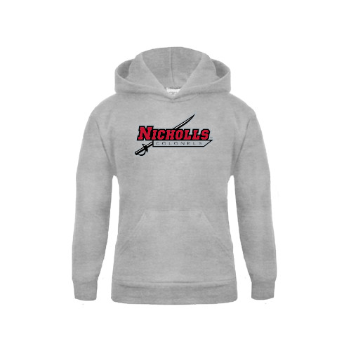  Youth Grey Fleece Hood - Nicholls Colonels-Sword