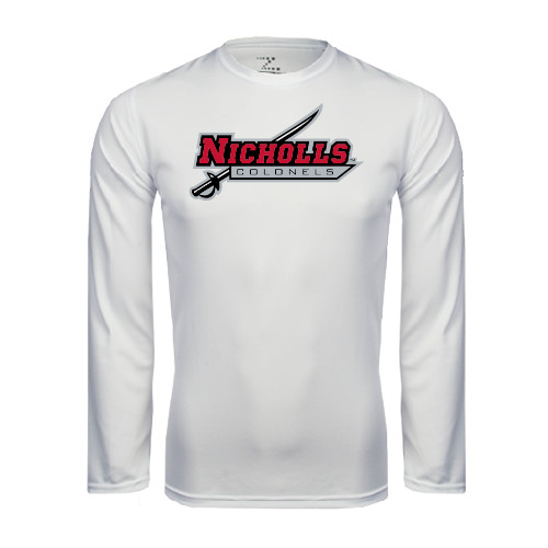  White Performance Long Sleeve Shirt - Nicholls Colonels-Sword