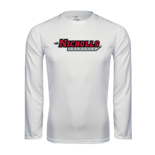  White Performance Long Sleeve Shirt - Nicholls Colonels