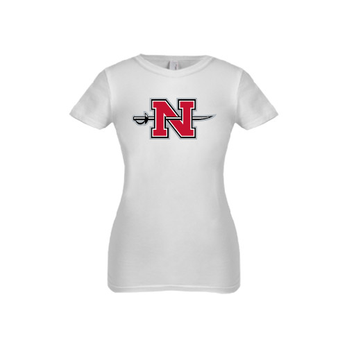  Next Level Girls White Fashion Fit T Shirt - Official Logo