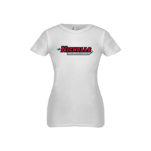  Next Level Girls White Fashion Fit T Shirt - Nicholls Colonels
