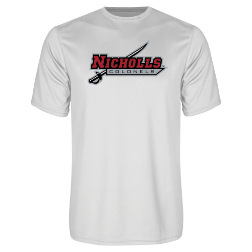  White Performance Tee - Nicholls Colonels-Sword