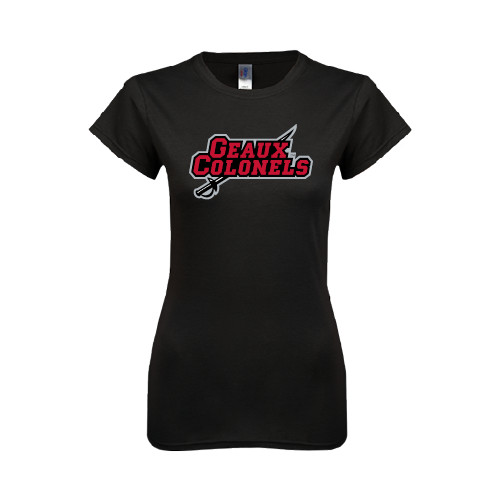  Next Level Womens Black Boyfriend Tee - Geaux Colonels-Sword