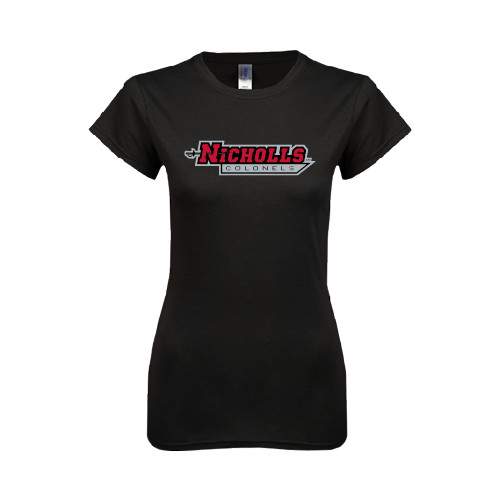  Next Level Womens Black Boyfriend Tee - Nicholls Colonels