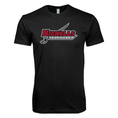  Next Level Black SoftStyle T Shirt - Nicholls Colonels-Sword