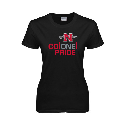  Womens Black Short Sleeve Tee - Colonel Pride One Pride Stacked